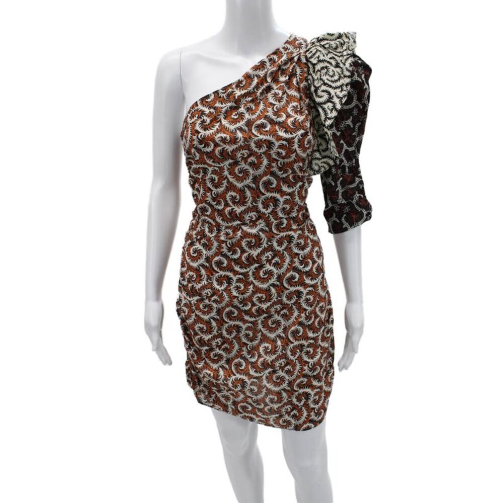 Isabel Marant Women Bodycon Mini Dress Black Cotton Zip Paisley Size 42